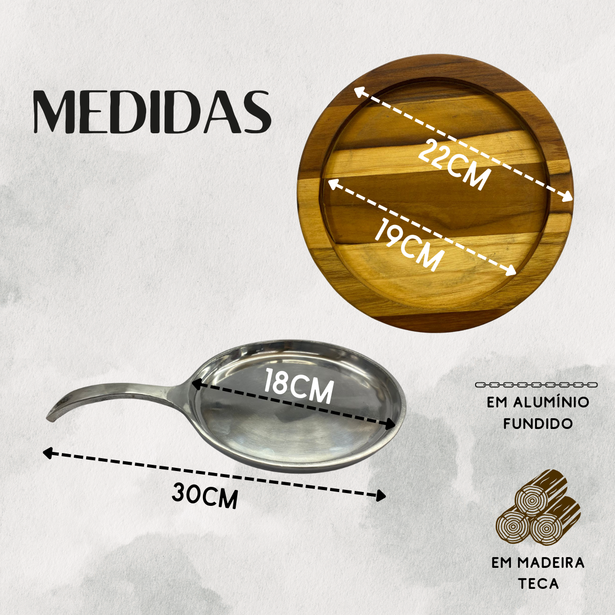 Tabua Madeira Teca Com Tapioqueira Aluminio - A Gourmet