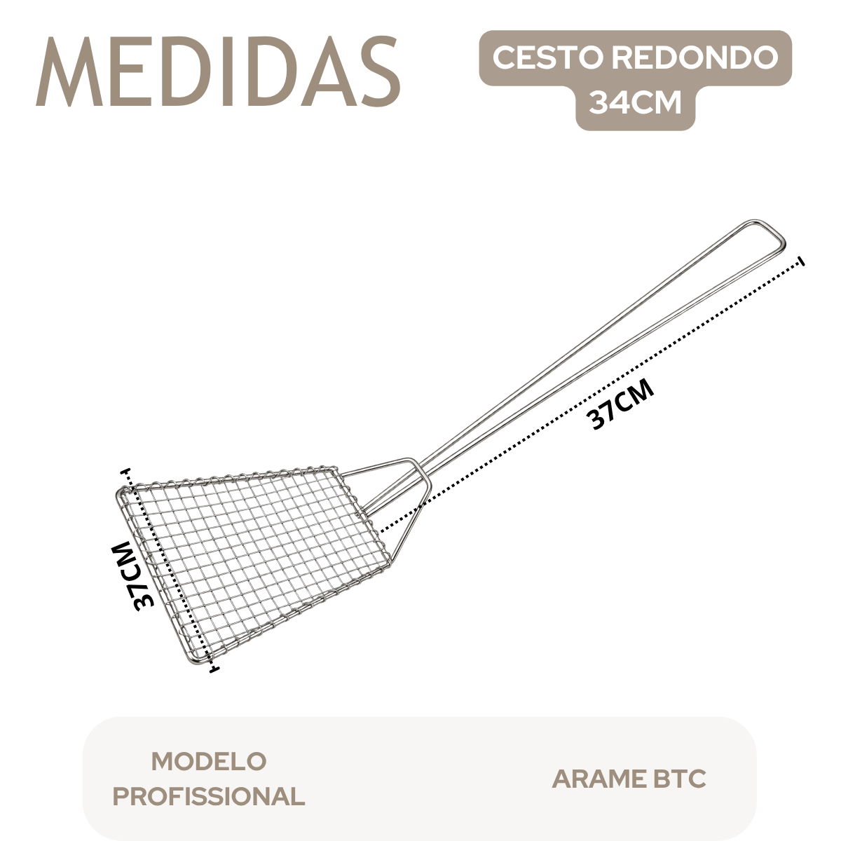 Escumadeira Retangulara Para Fritura Profissional Arame