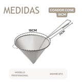 Coador Cone Peneira 18cm Inox