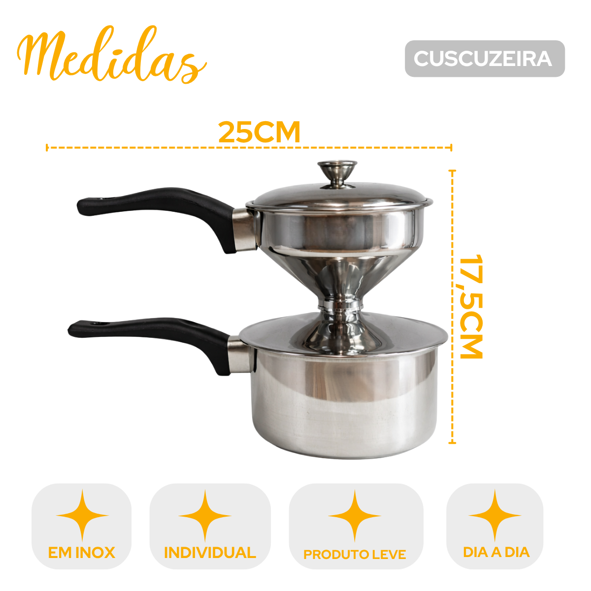 Cuscuzeira Inox 25cm