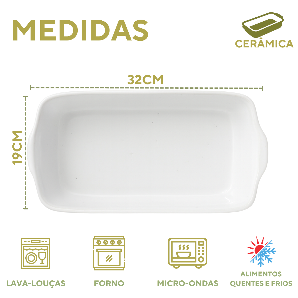 Travessa Retangular Cerâmica Refratária