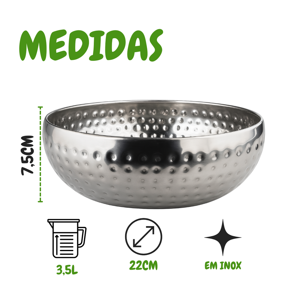 Tigela em aço inox martelado 3,5L Tuut Tigela