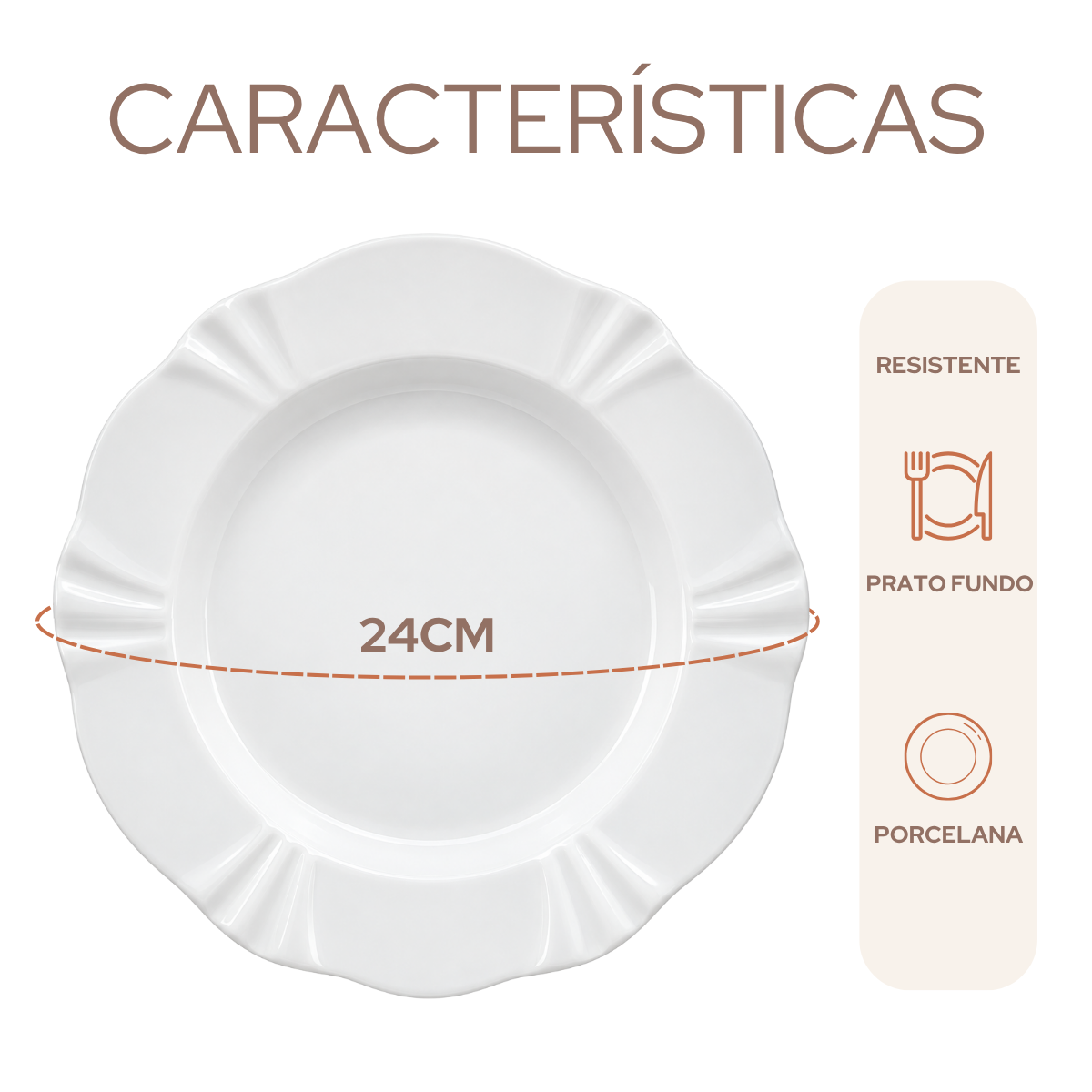 Prato Fundo Soleil Branco Oxford Porcelana 24cm