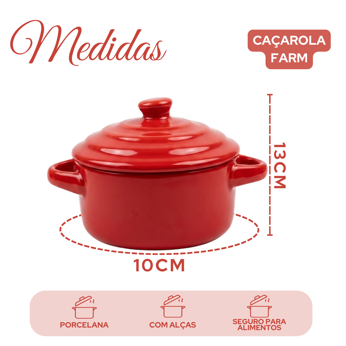Caçarola Servir Molho Porcelana Vermelha Farm
