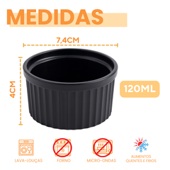 Ramekim Preto Canelado Polipropileno