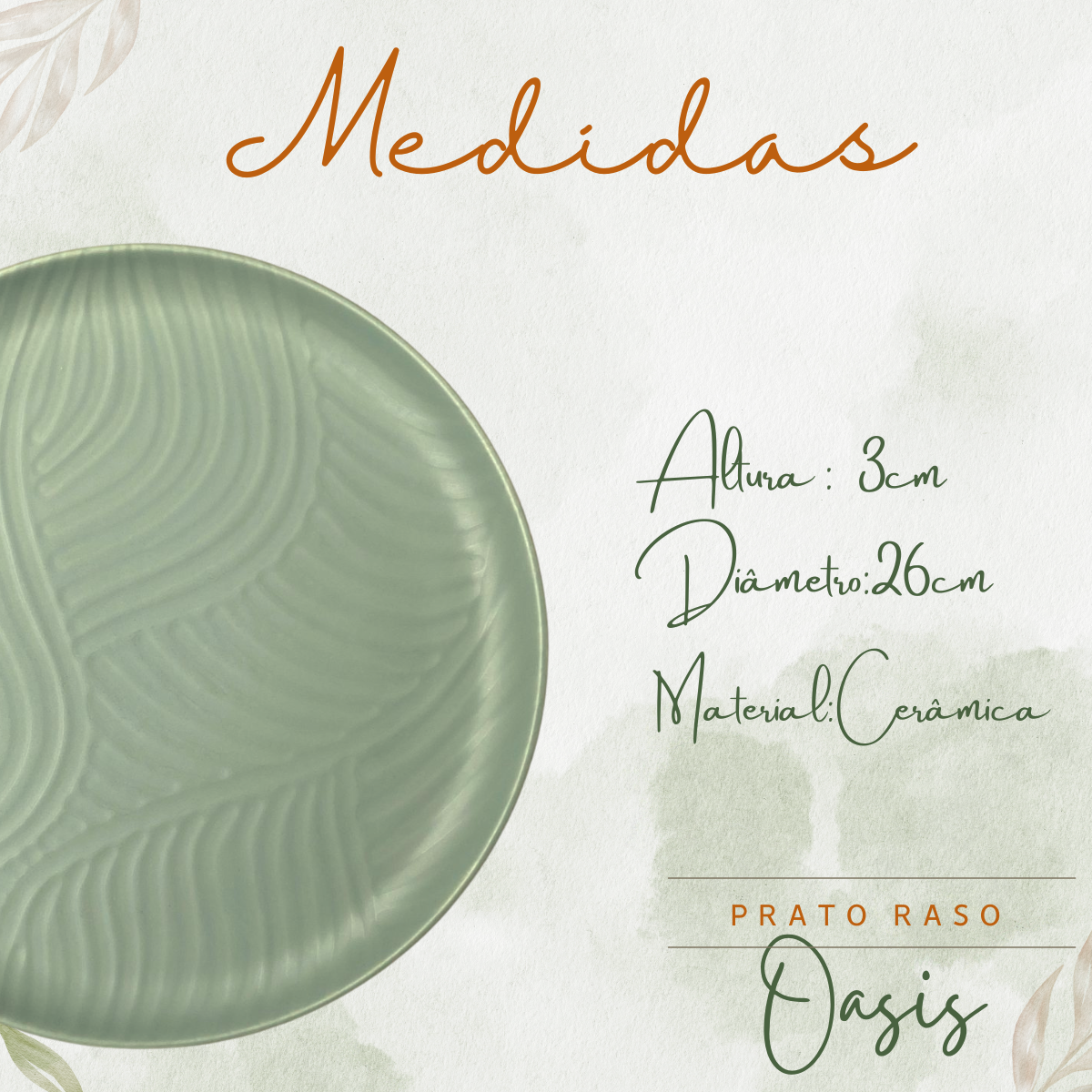 Prato Raso Oasis 26cm Cerâmica - A Gourmet