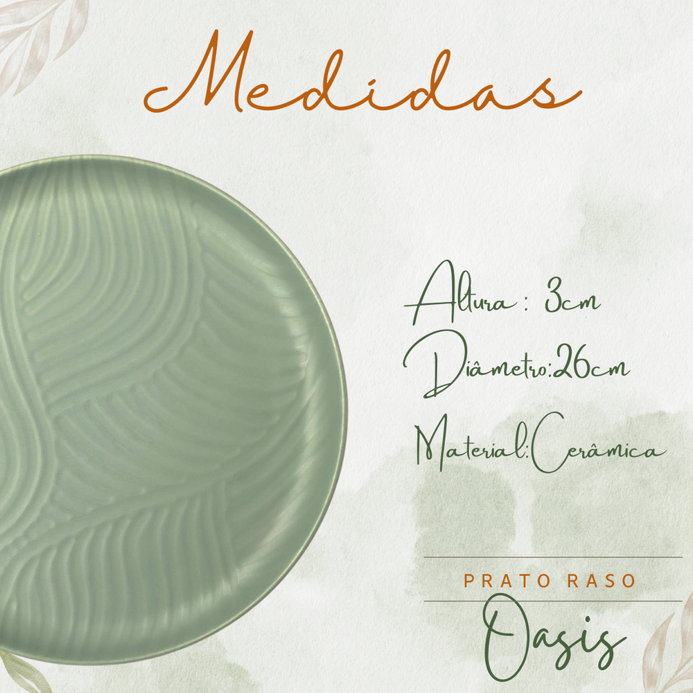 Prato Raso Oasis 26cm Cerâmica - A Gourmet
