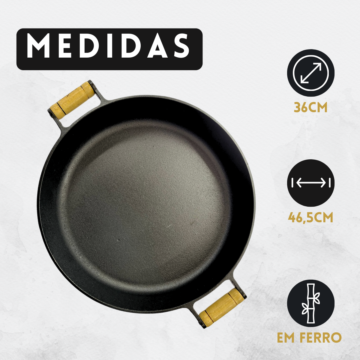 Frigideira Ferro Fundido 36cm S/Tampa - A Gourmet