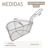 Cesto Meia Lua 35cm Profissional Arame