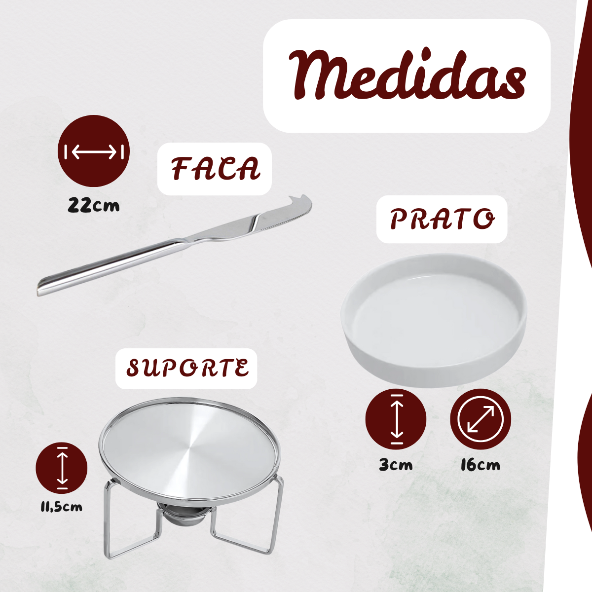 Rechaud Queijo Brie Aço Inox Porcelana - A Gourmet