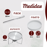 Rechaud Queijo Brie Aço Inox Porcelana - A Gourmet
