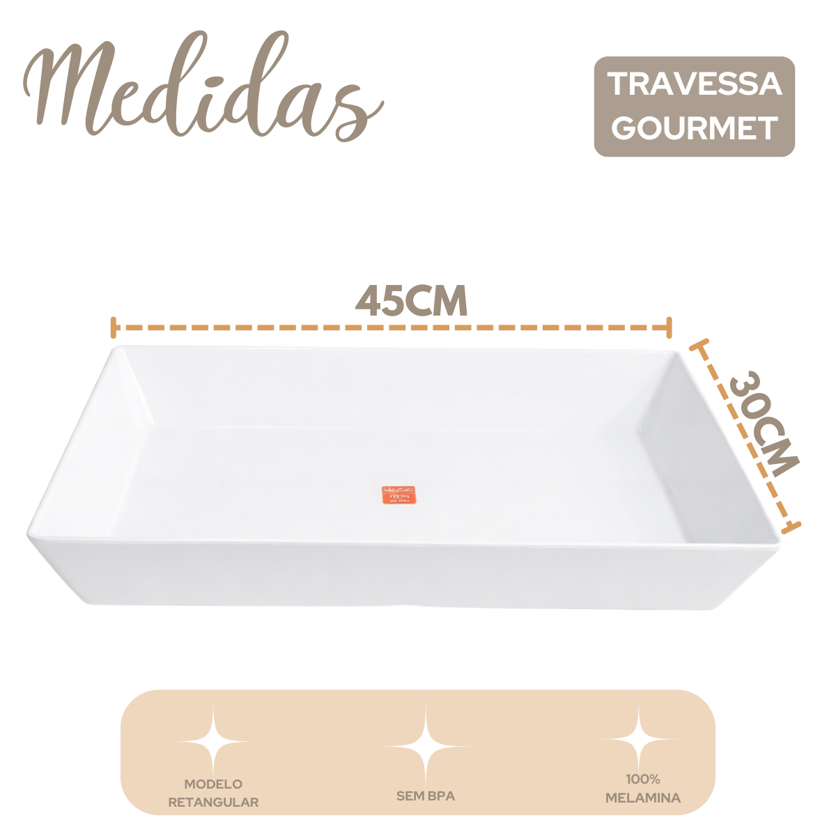 Travessa Retangular Melamina 45cm