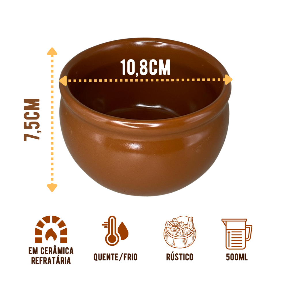 Cumbuca Cerâmica Barro 500ml Bela Porcelana