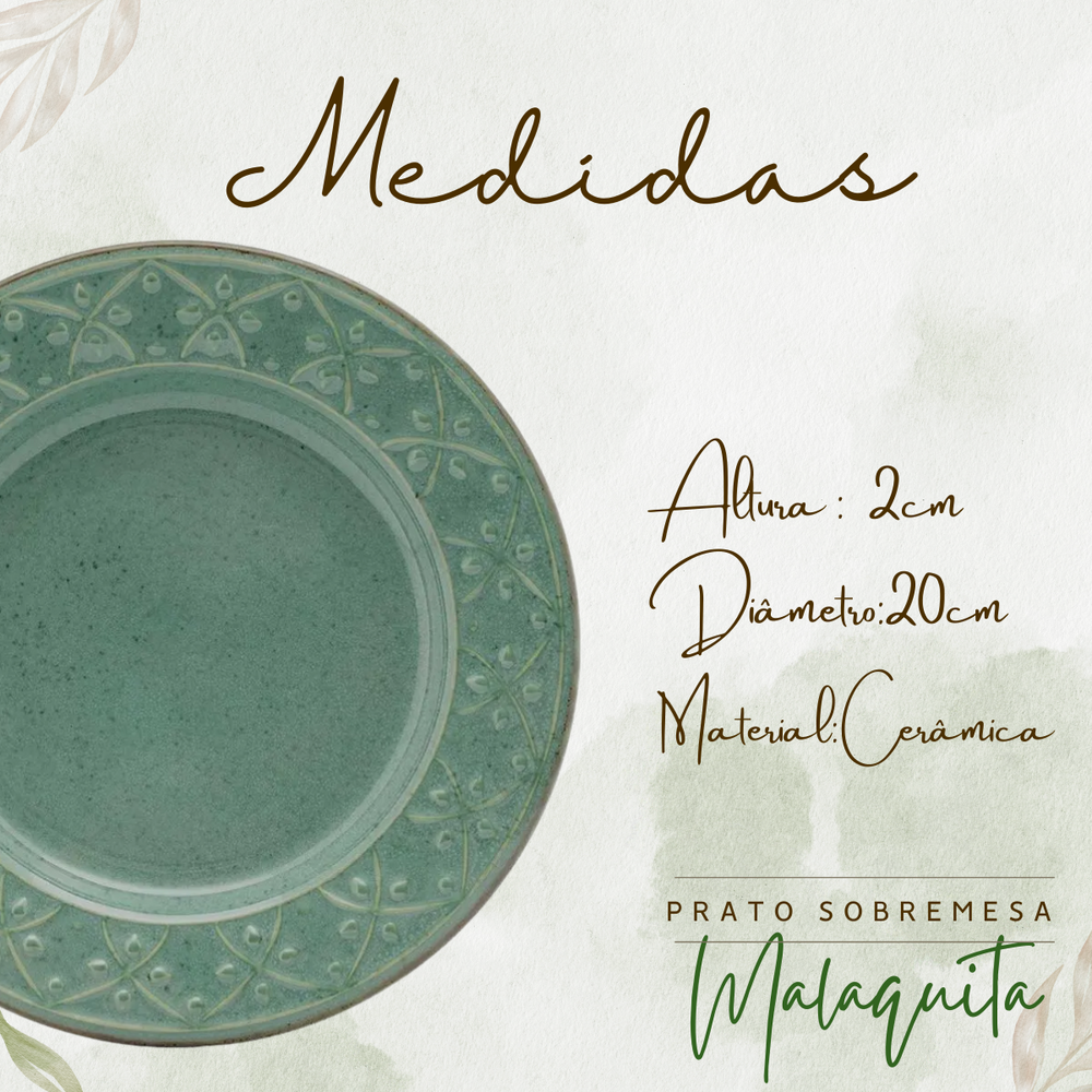 Prato Sobremesa Malaquita Cerâmica 20cm - A Gourmet