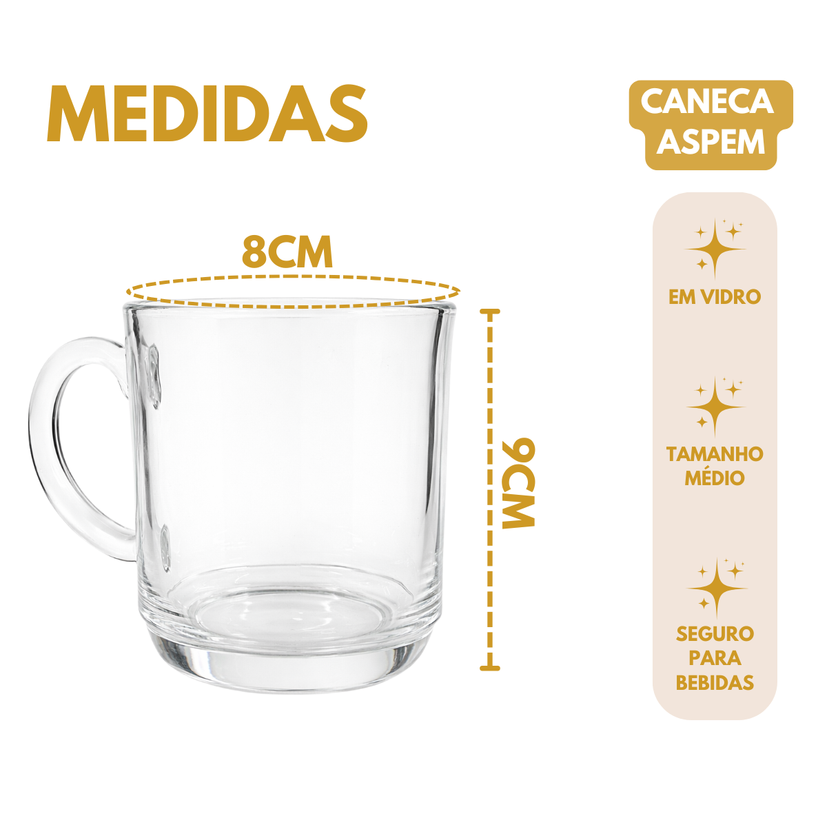 Caneca Aspem Vidro 300ml