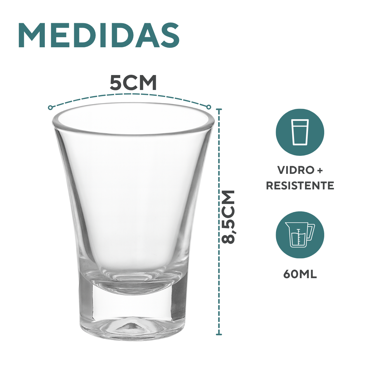Copo de Dose 60ml Shot de Vidro
