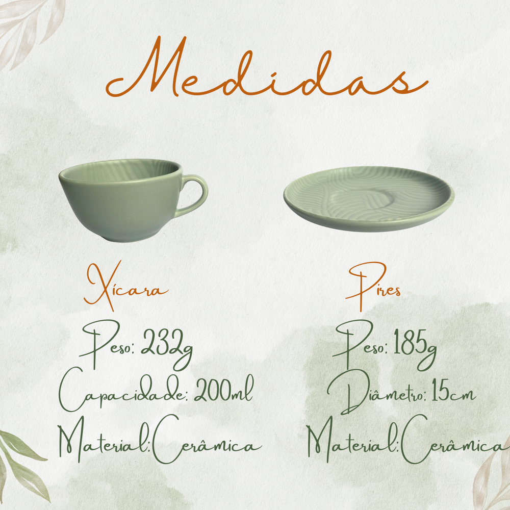 Xicara de Chá Com Pires Oasis 200ml - A Gourmet