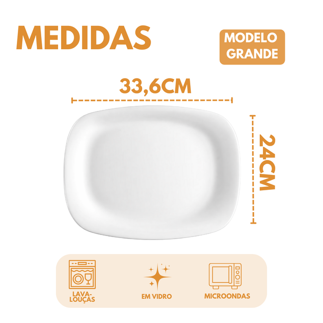 Prato Retangular Parma de Vidro Temperado Main Image