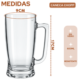 Caneca Chopp Safira 600ml Vidro