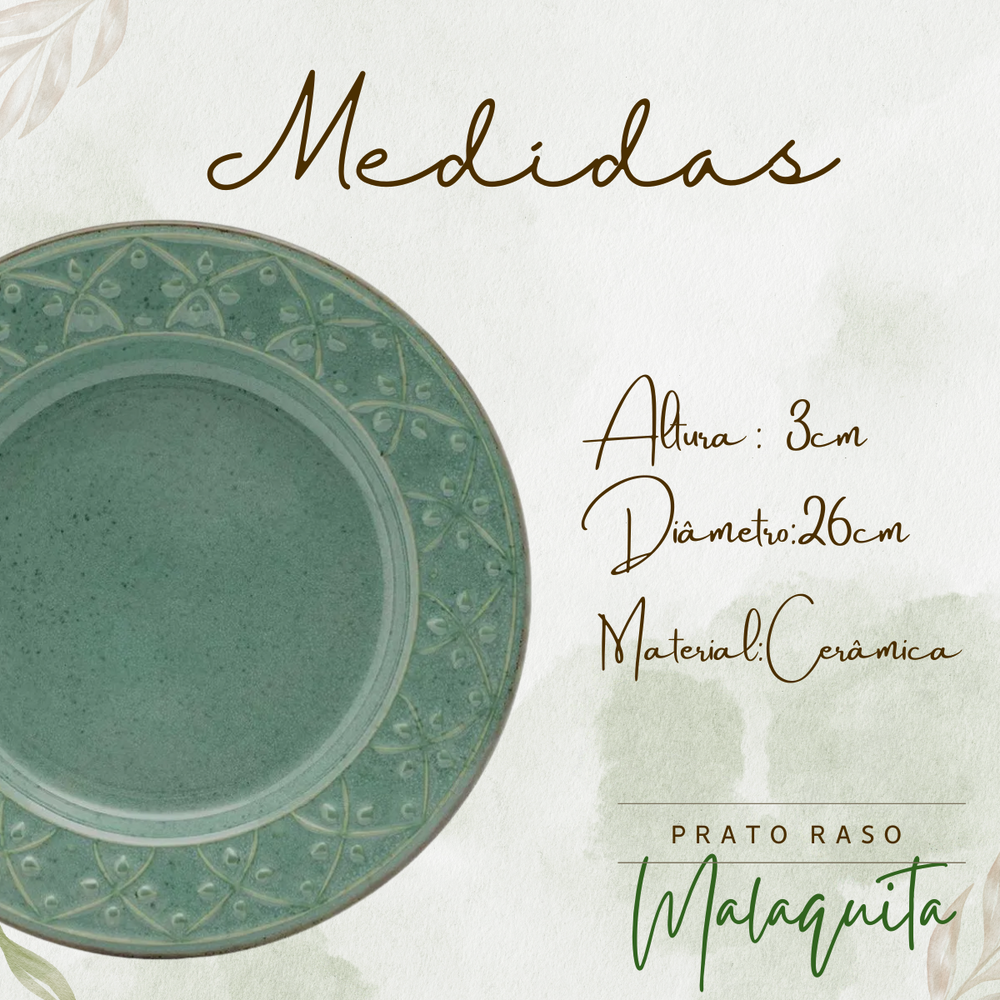 Prato Raso Malaquita 26cm Cerâmica - A Gourmet