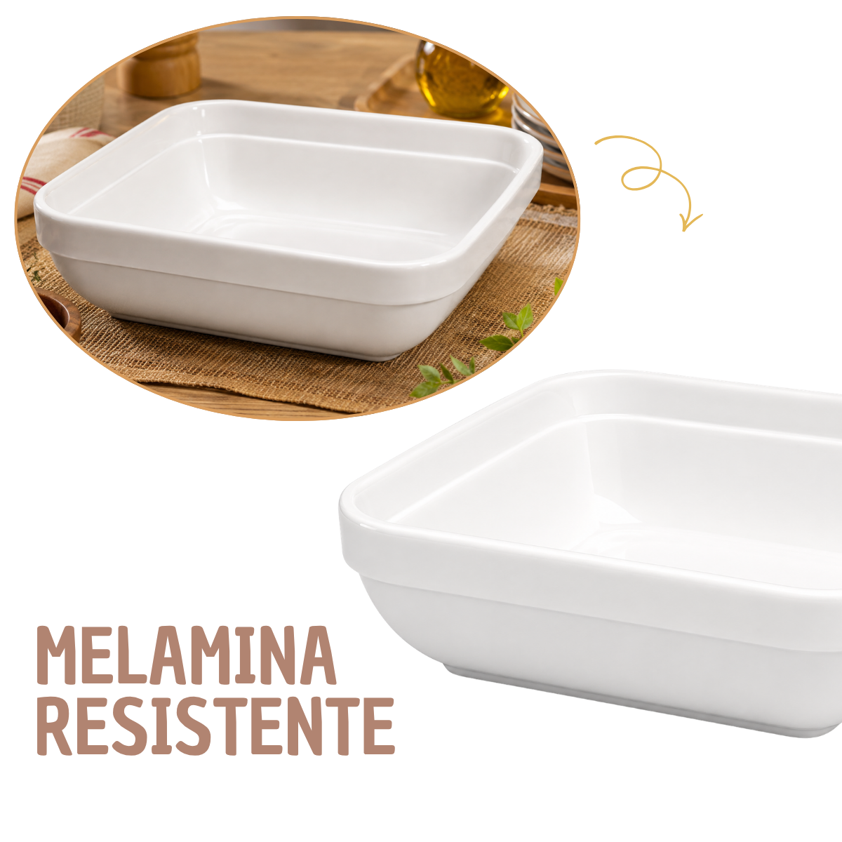 Tigela Quadrada Branca Melamina Bellagio 210ml