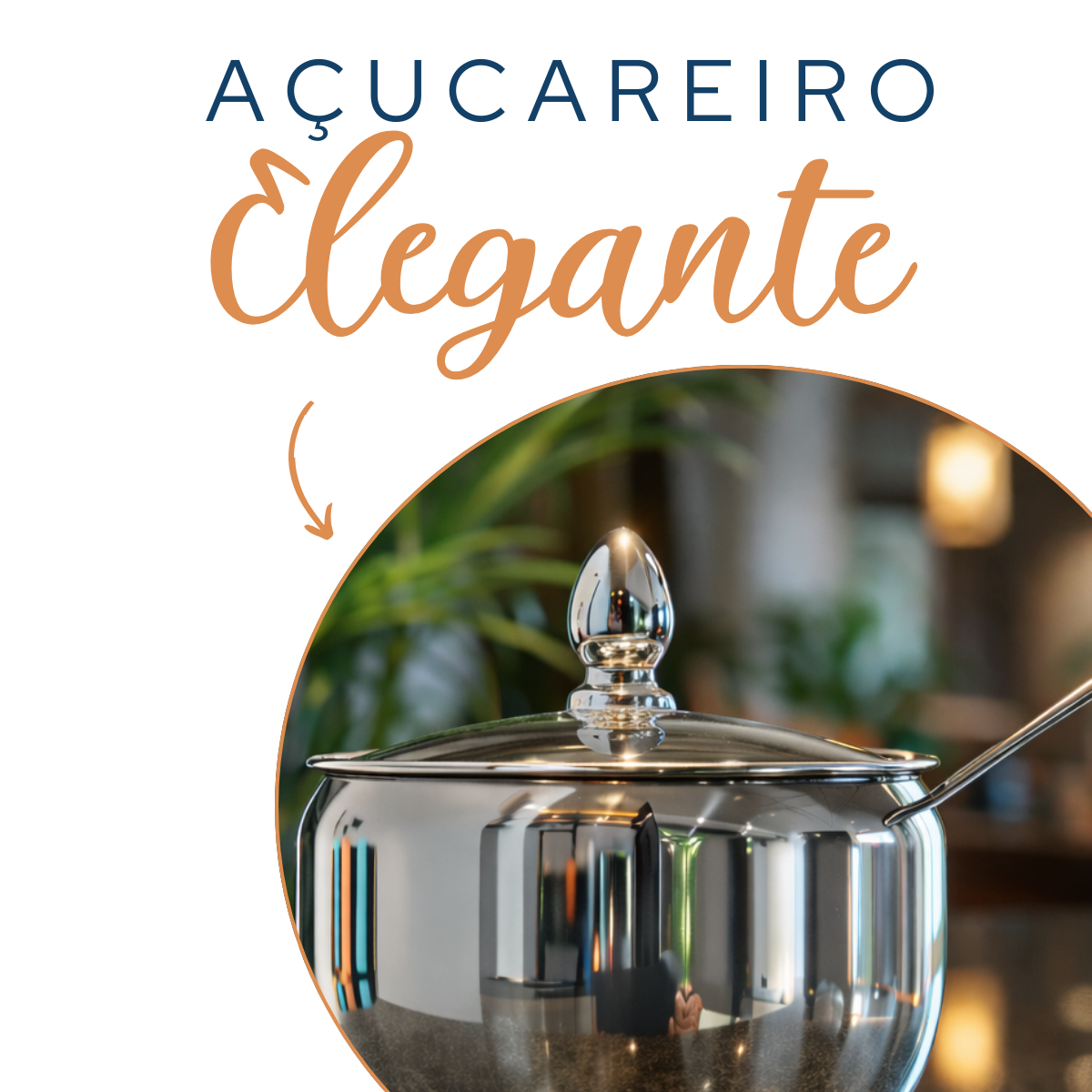 Açucareiro Aço inox C/ Tampa Vidro