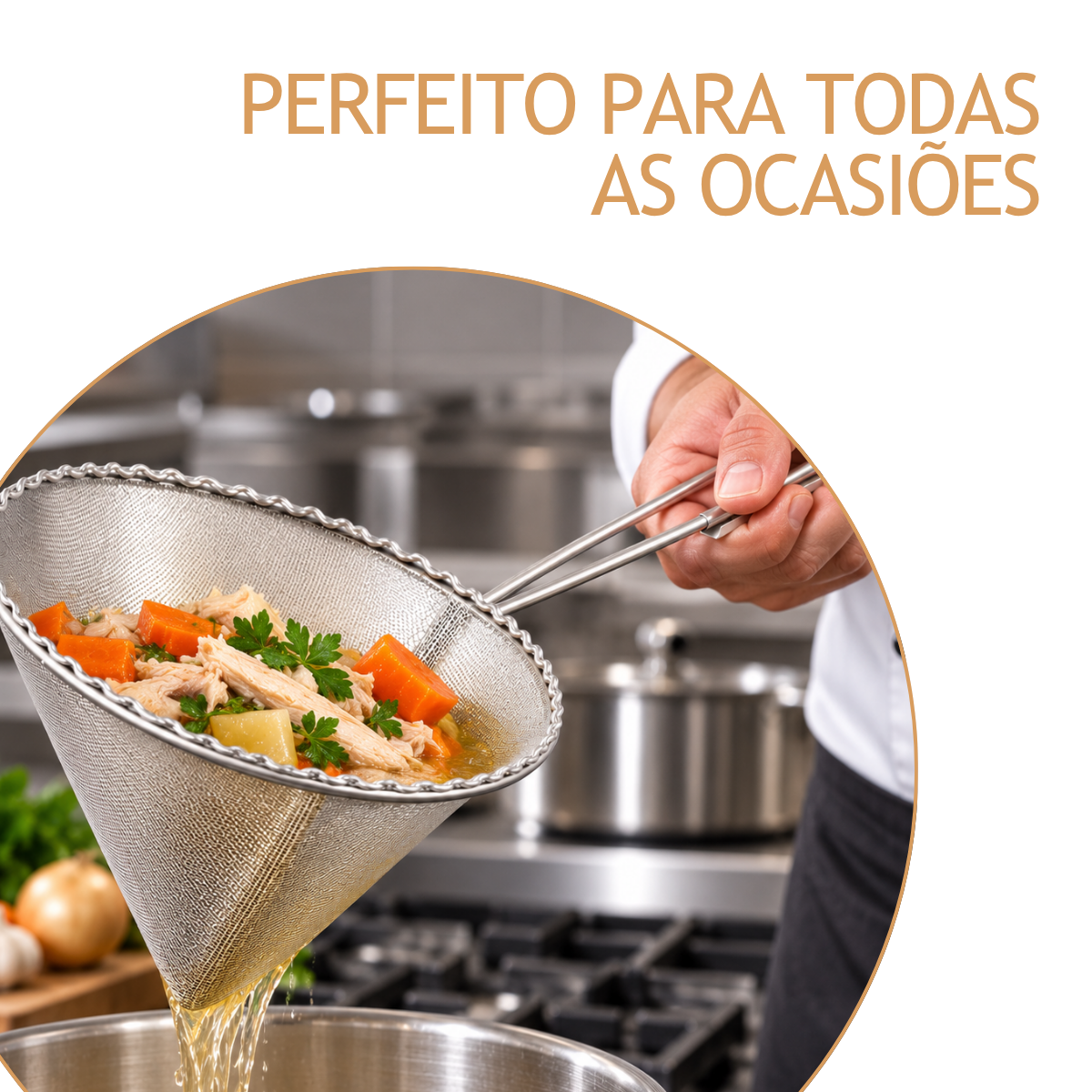 Coador Peneira Cone 10cm Inox