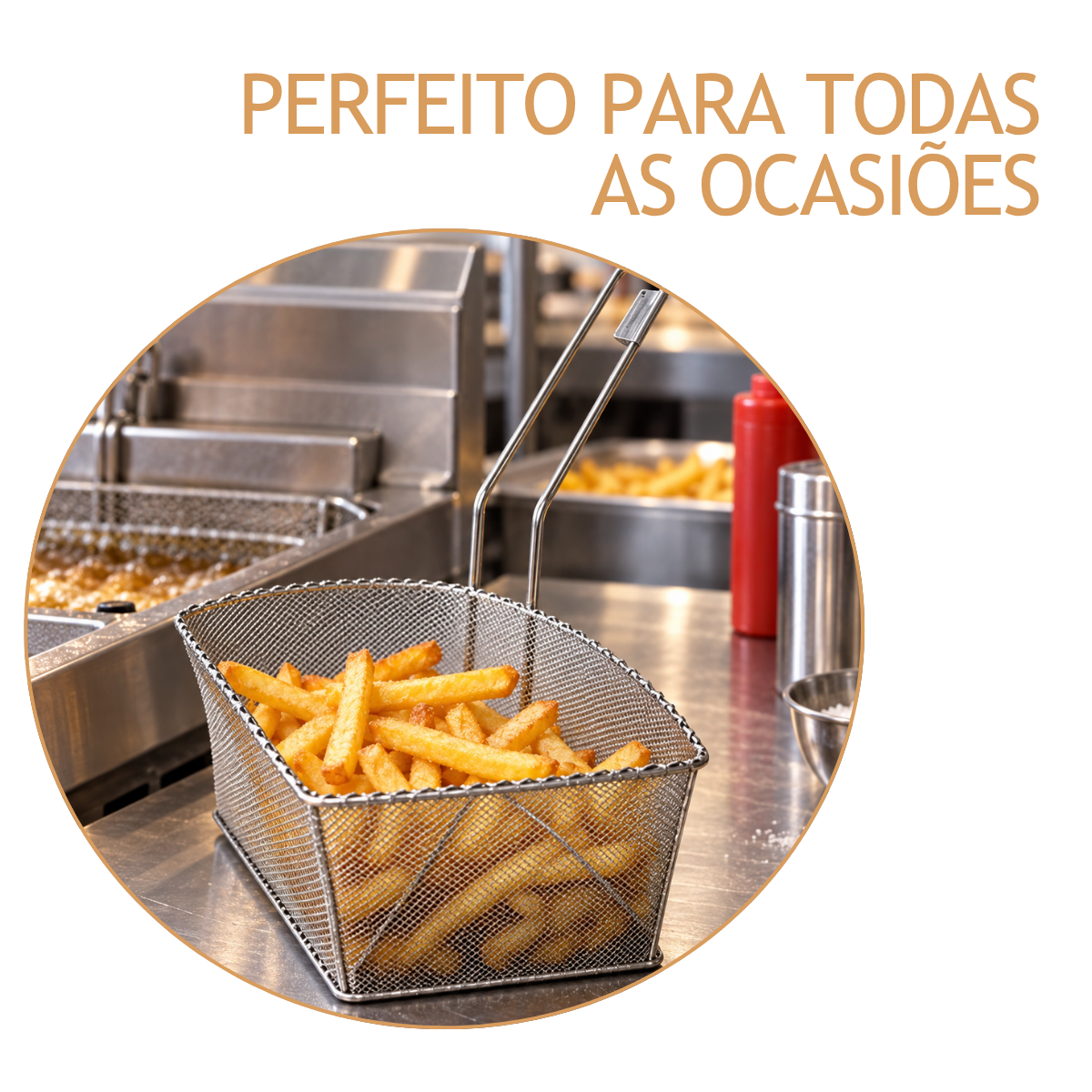 Cesto Bipartido 35cm Fritura Profissional em Arame