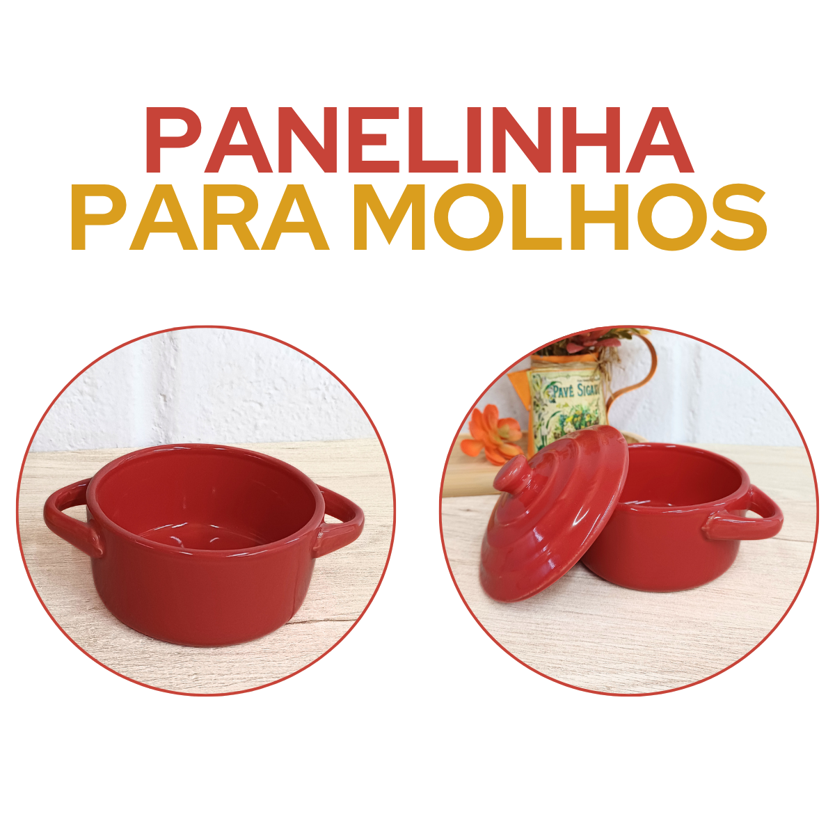 Caçarola Servir Molho Porcelana Vermelha Farm