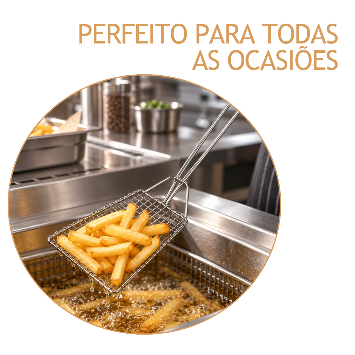 Escumadeira Retangulara Para Fritura Profissional Arame