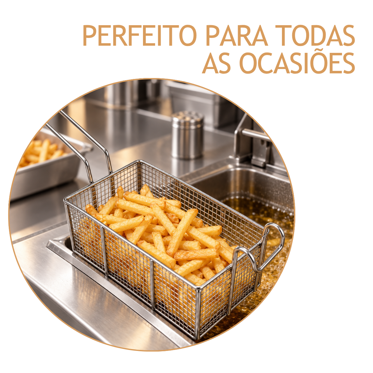 Cesto Fritura Retangular Profissional 32cm