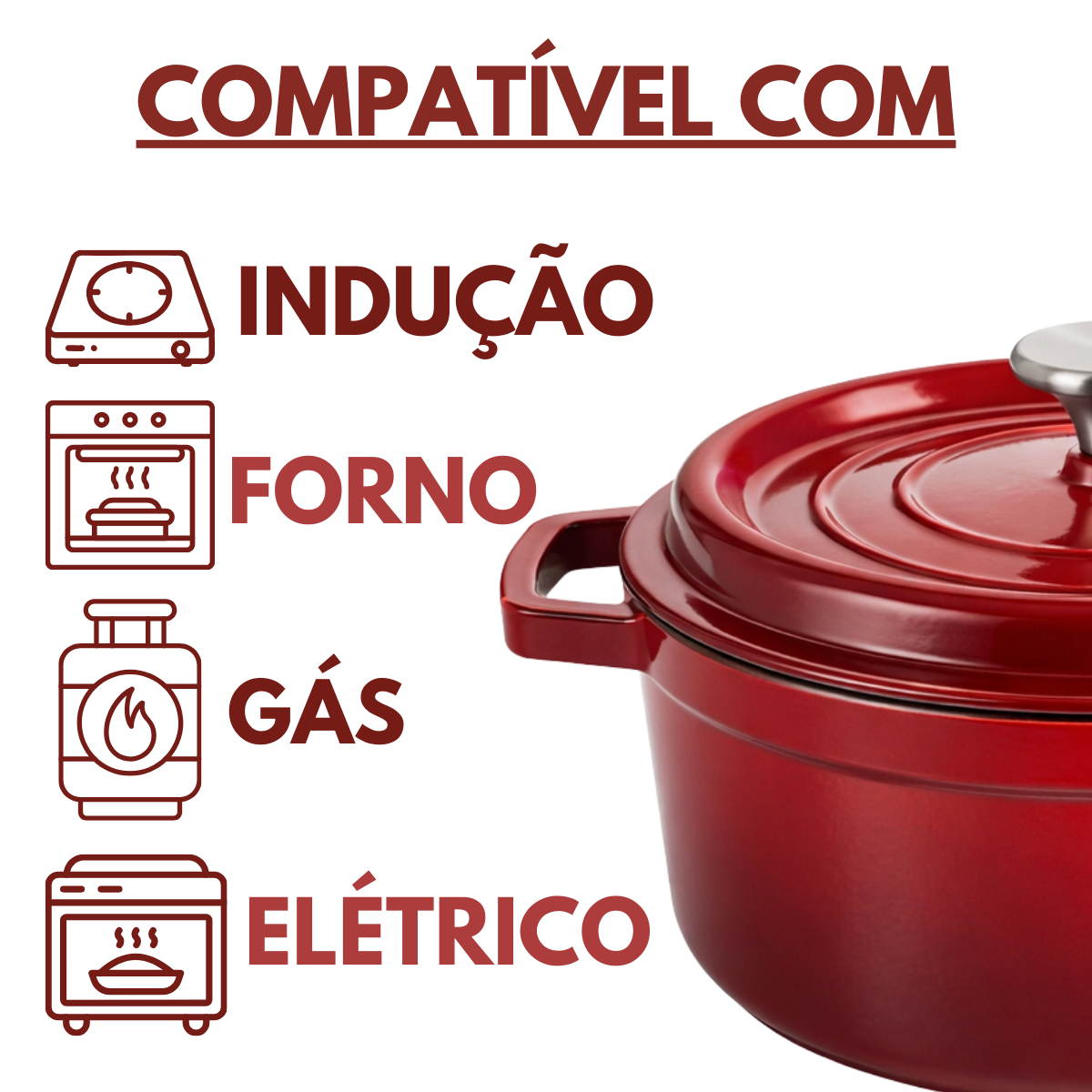 Panela Francesa Ferro Fundido 26 - Vermelha