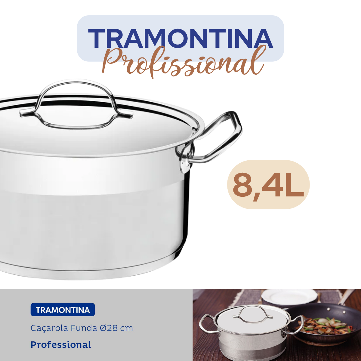 Caçarola Tramontina aço inox profissional