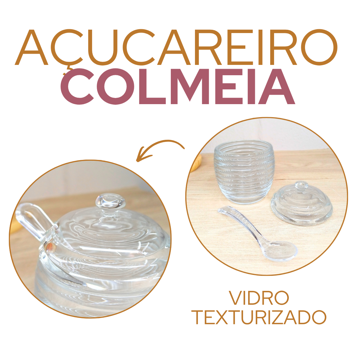 Açucareiro Colmeia C/Colher Vidro