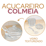 Açucareiro Colmeia C/Colher Vidro