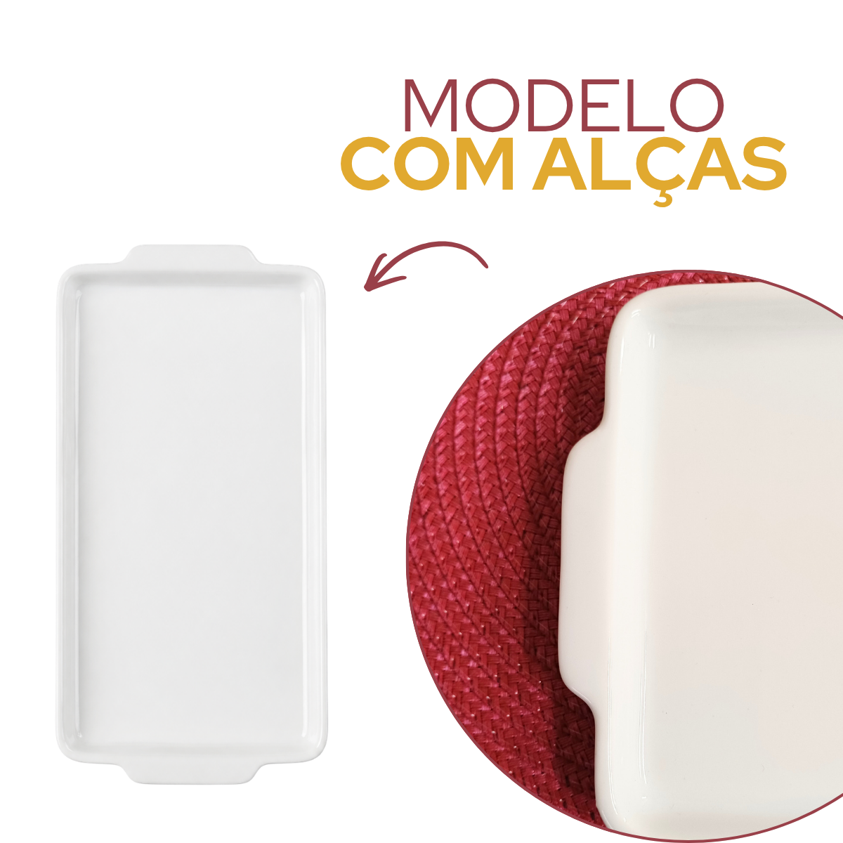 Bandeja Retangular Porcelana