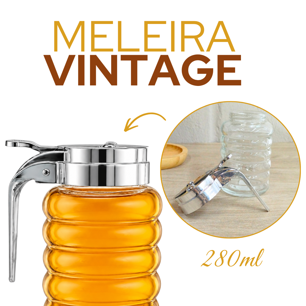 Meleira de Vidro com Tampa 280ml