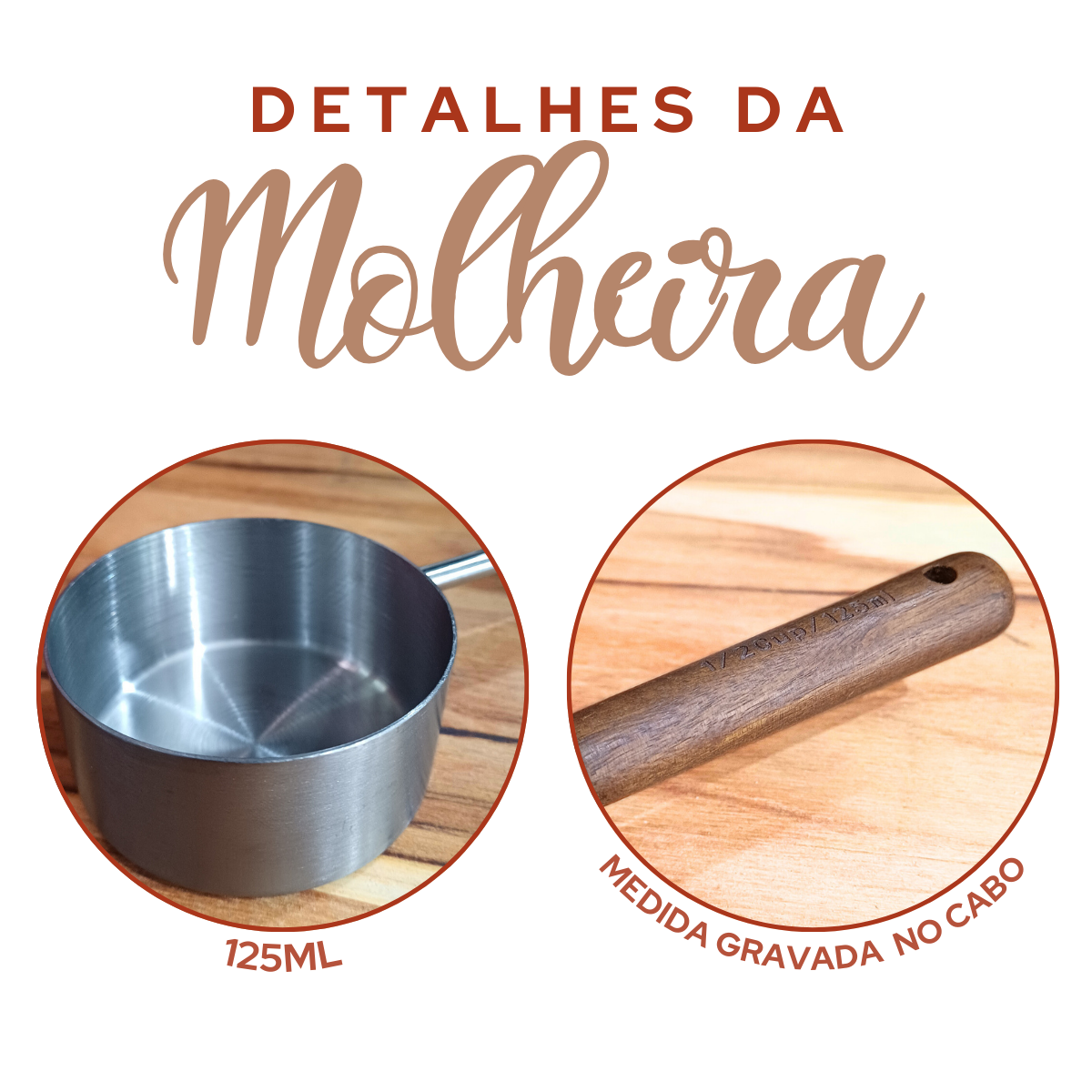 Copo Molheira Inox Cabo Madeira