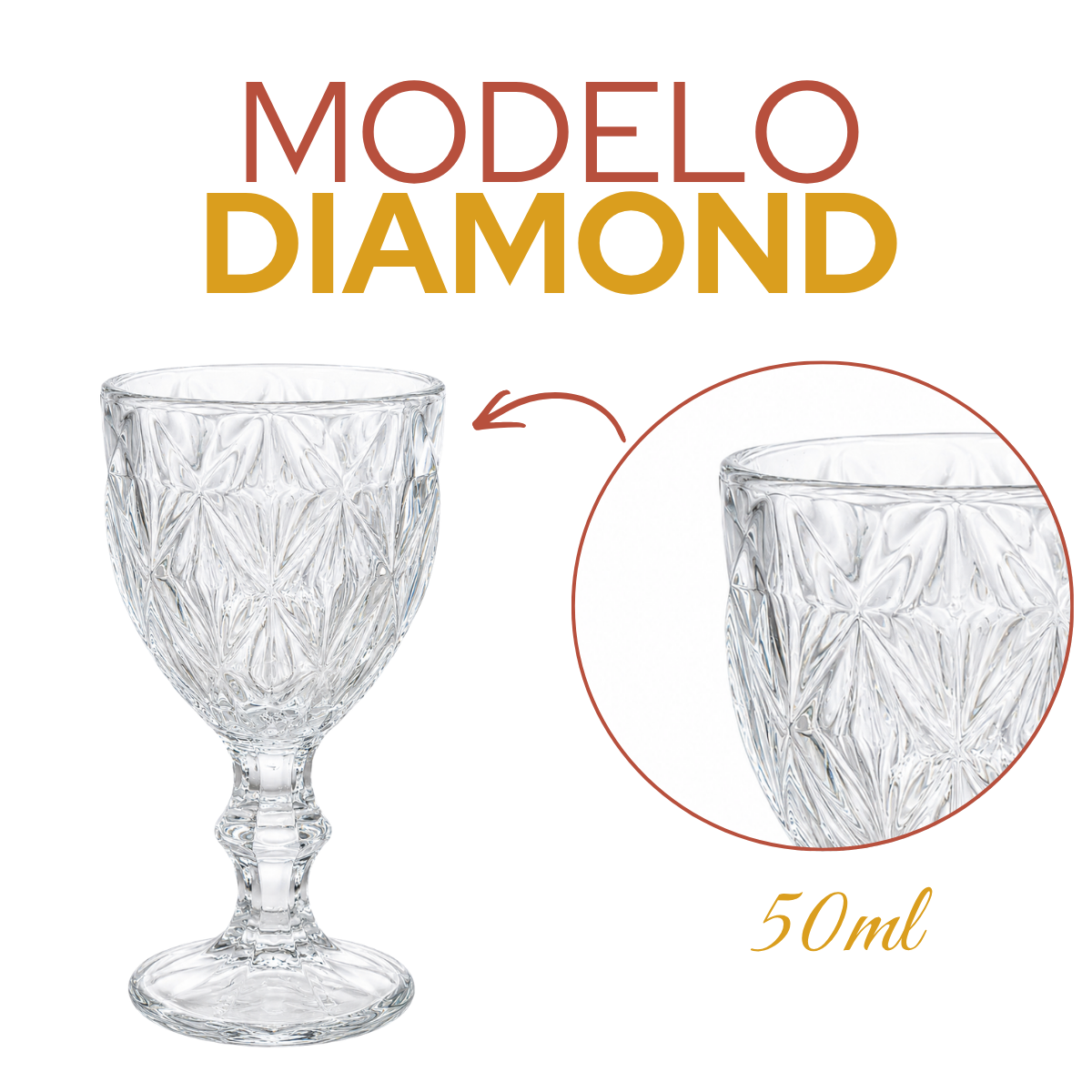 Taça Vidro Licor 50ml Diamond