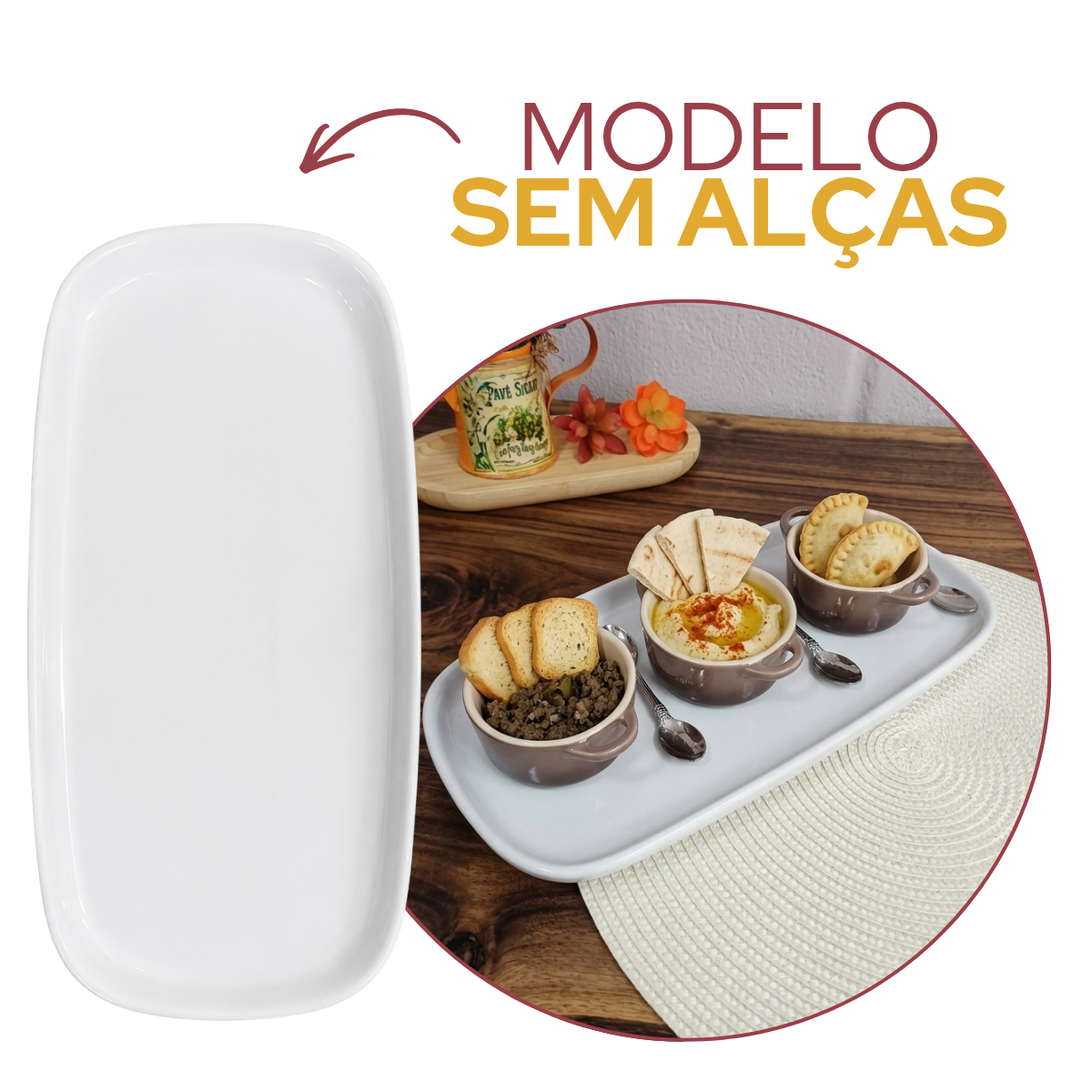 Travessa Retangular Porcelana Bistrô