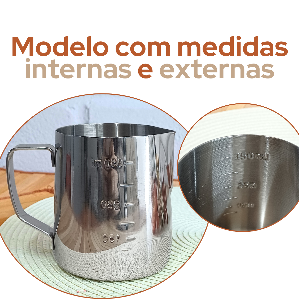 Leiteira Com Medida Aço Inox 350ml