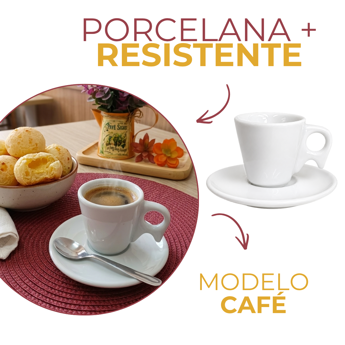 Xicara de Café Porcelana Cabo Bico 70ml