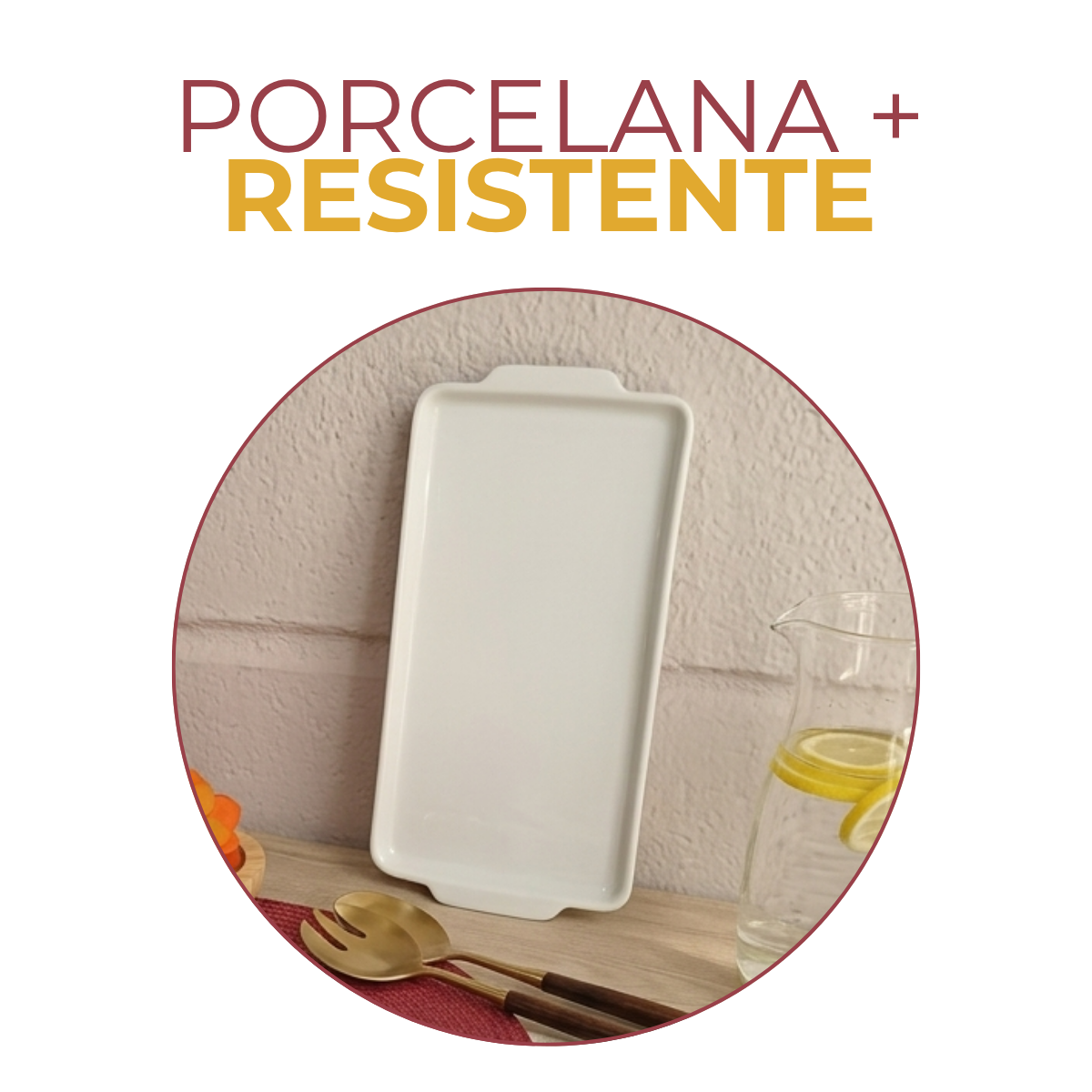 Bandeja Retangular Porcelana