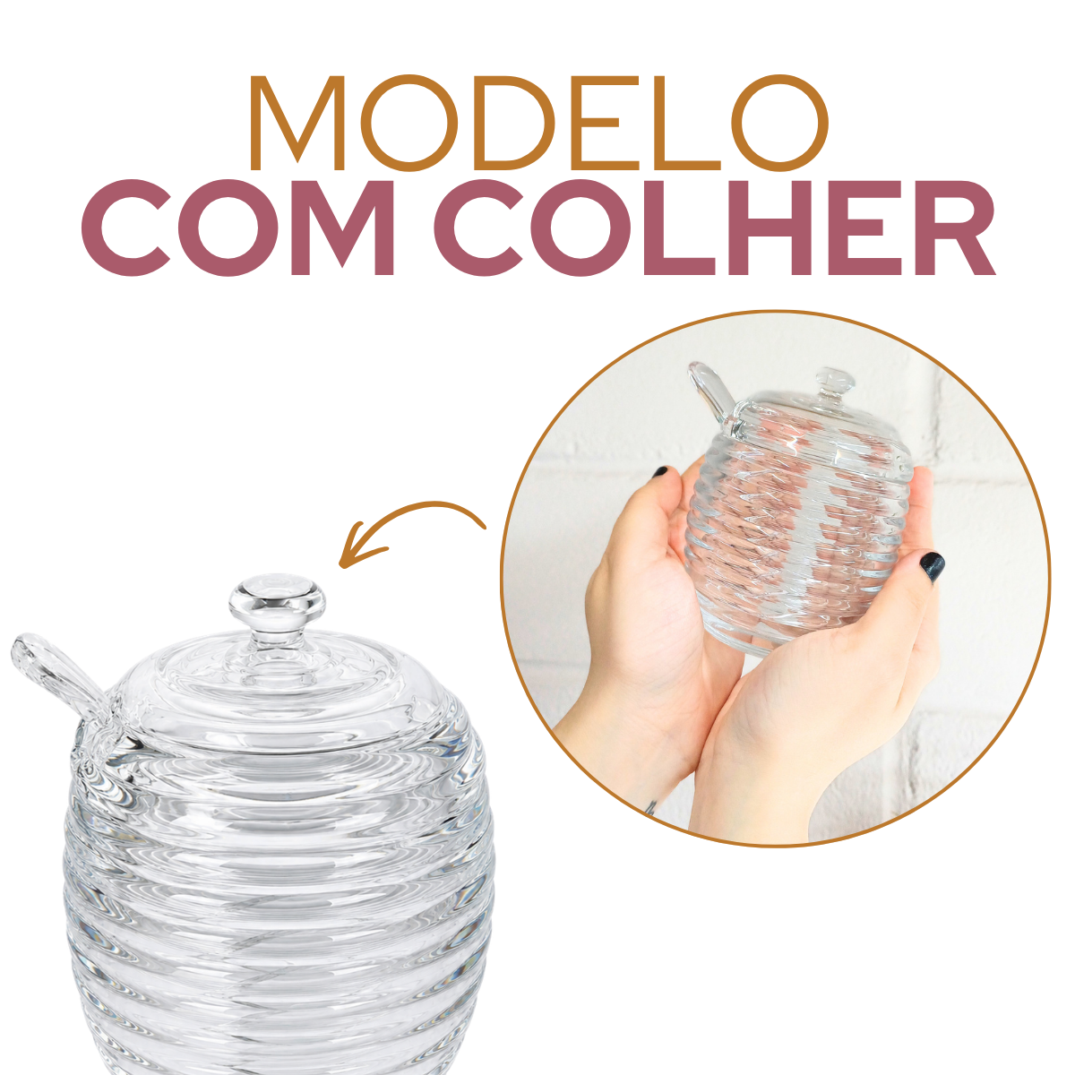Açucareiro Colmeia C/Colher Vidro