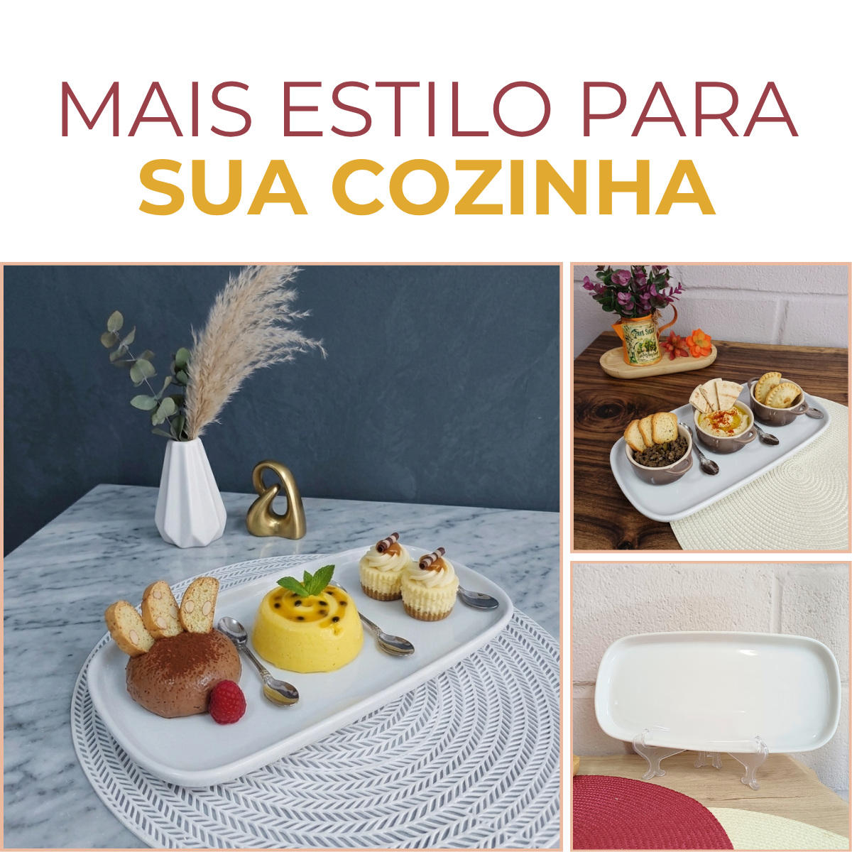 Travessa Retangular Porcelana Bistrô