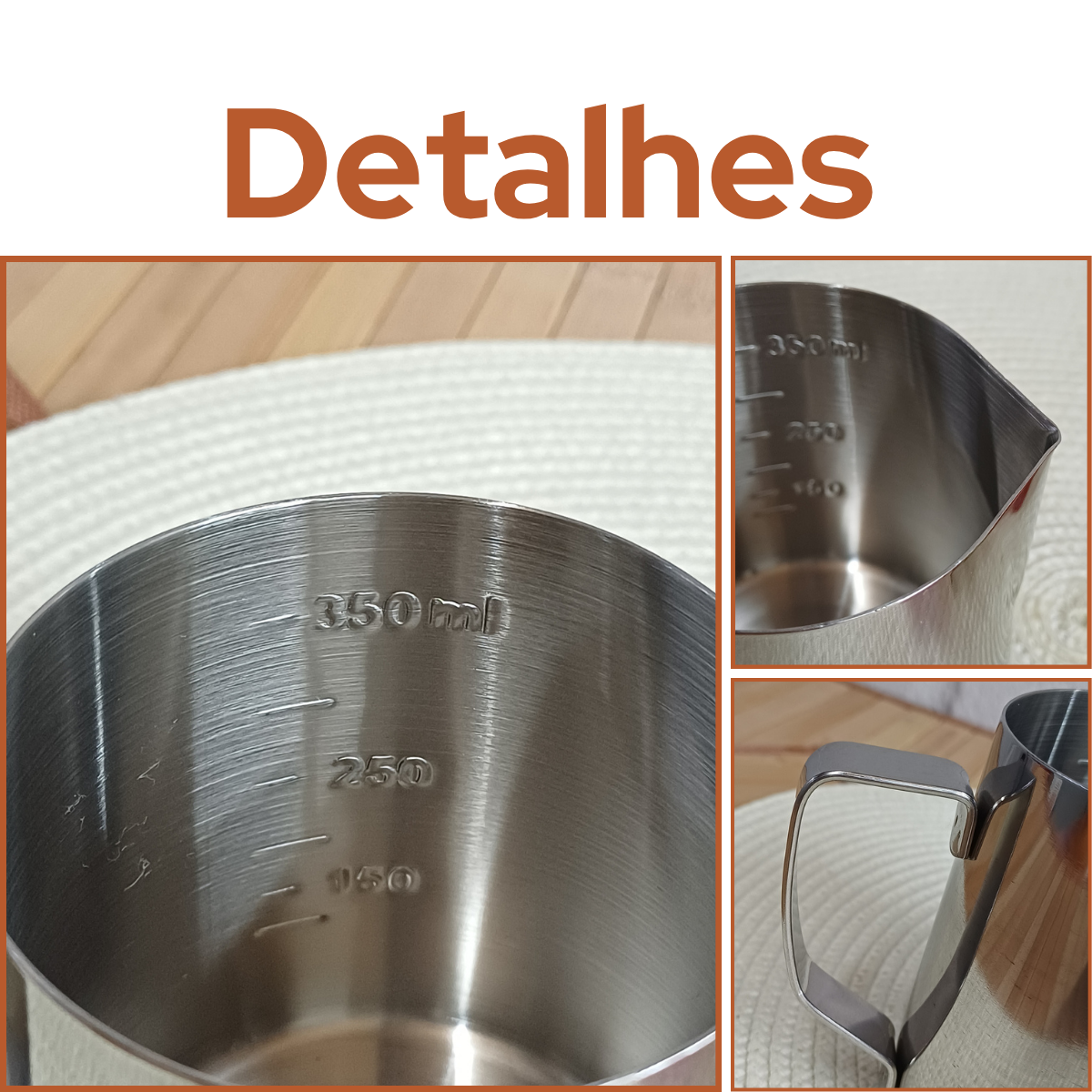 Leiteira Com Medida Aço Inox 350ml