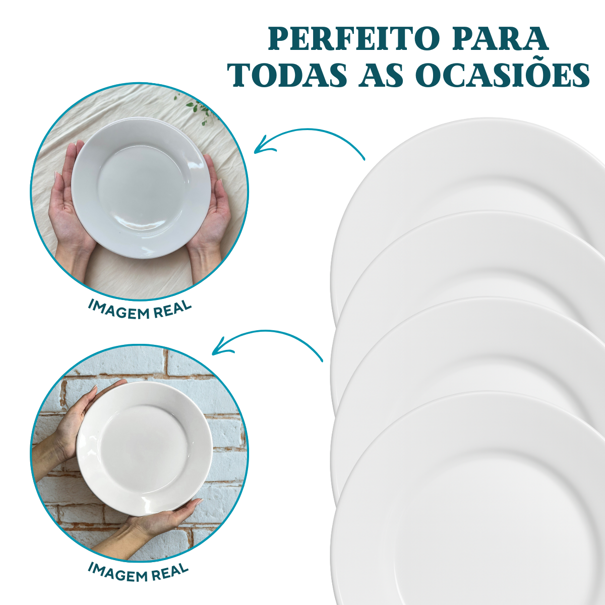 Prato raso de porcelana baru segunda linha ATLAS Pratos Rasos