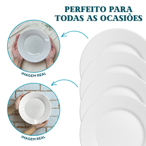 Prato raso de porcelana baru segunda linha ATLAS Pratos Rasos