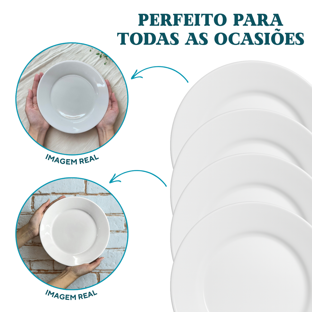 Prato raso de porcelana baru segunda linha ATLAS Pratos Rasos