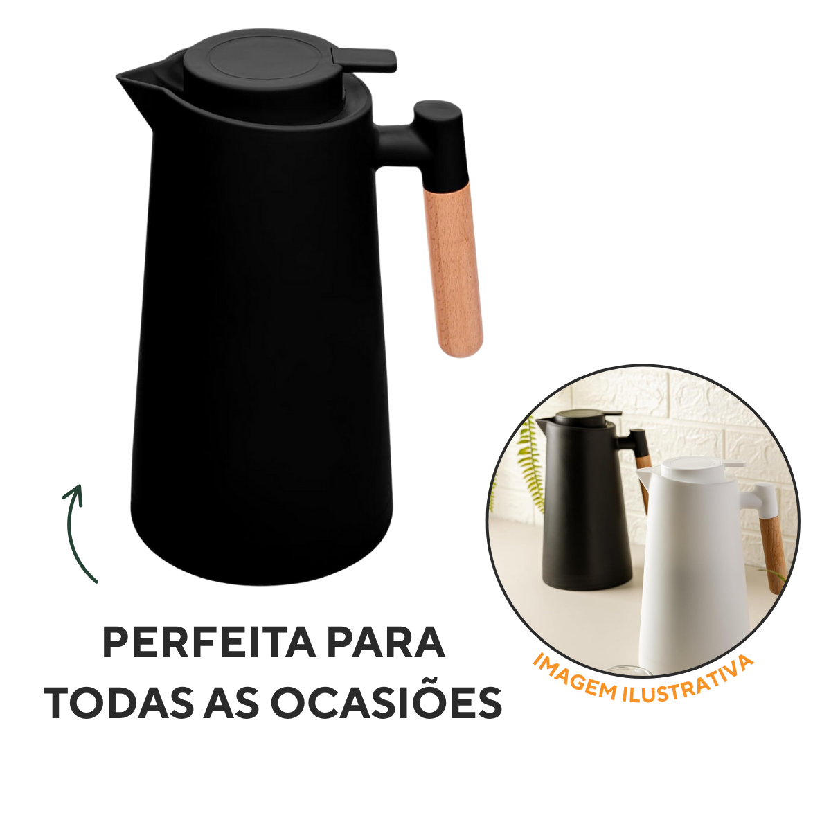 Garrafa Térmica Escandinávia Preta - A Gourmet
